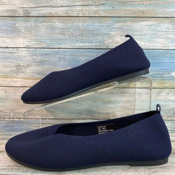 C&C California Ballet Flats Shoes Size 10M Blue Fly Knit Slip On Round Toe - Picture 2 of 10